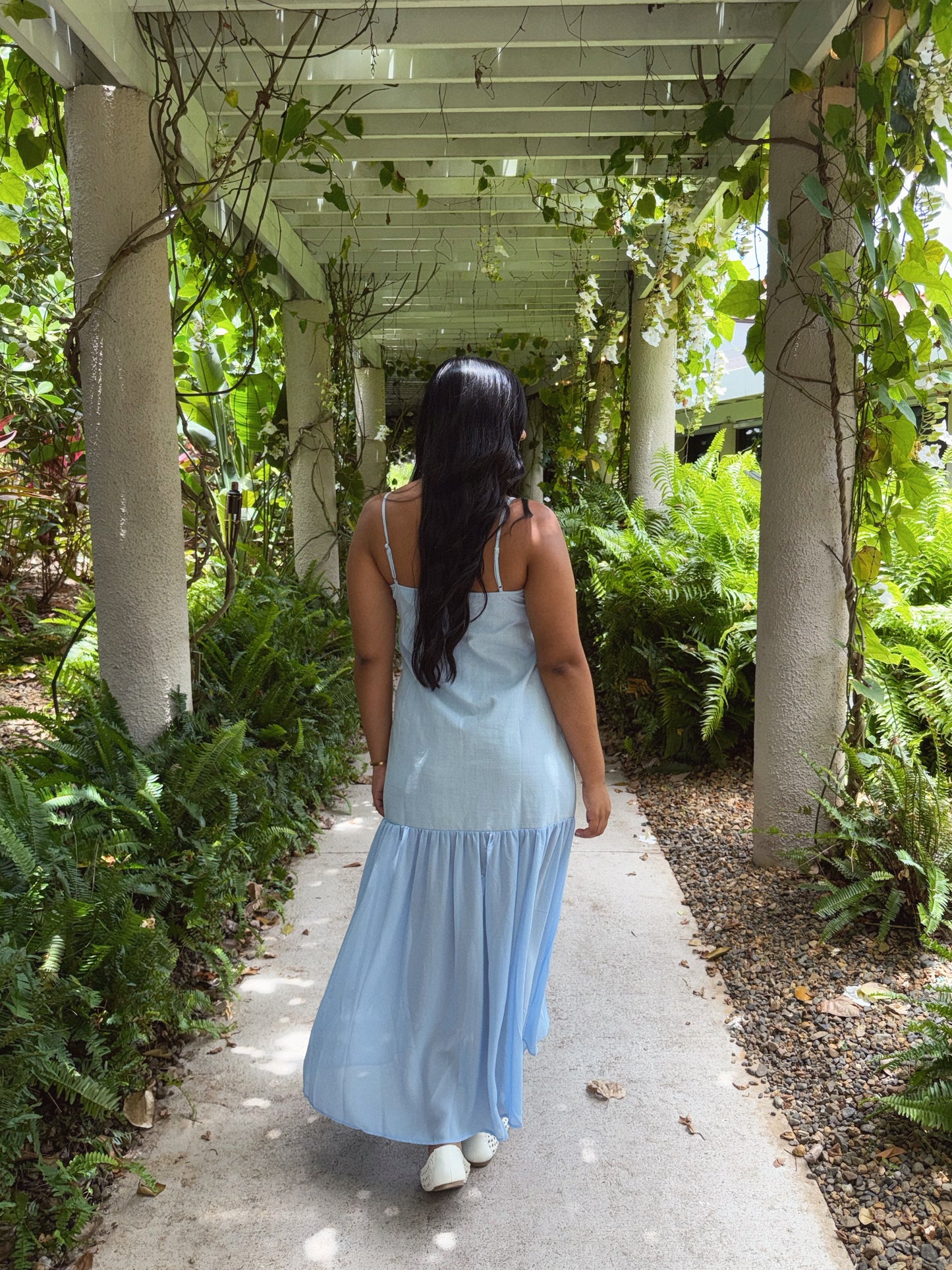 Blue linen dress