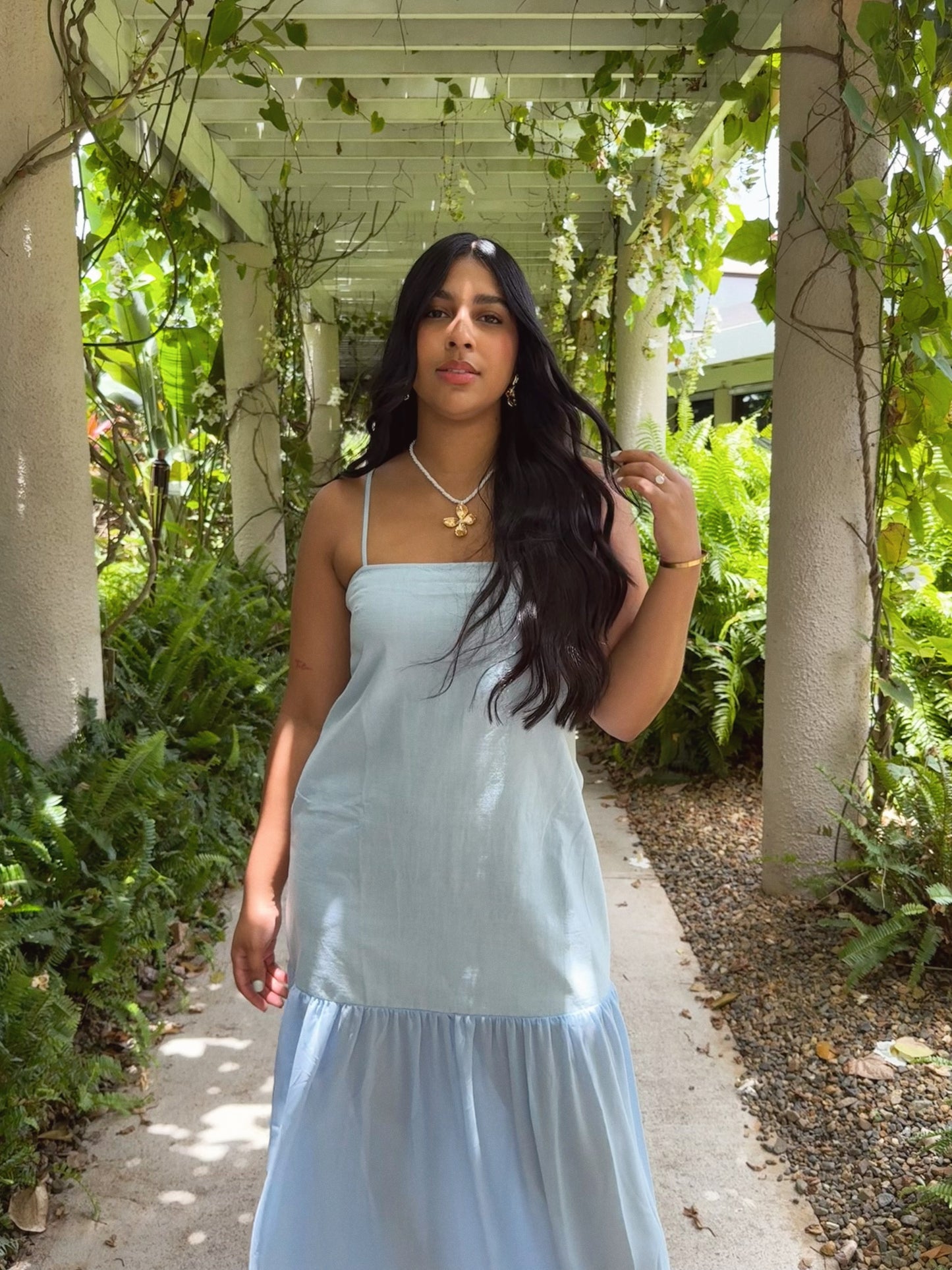 Blue linen dress