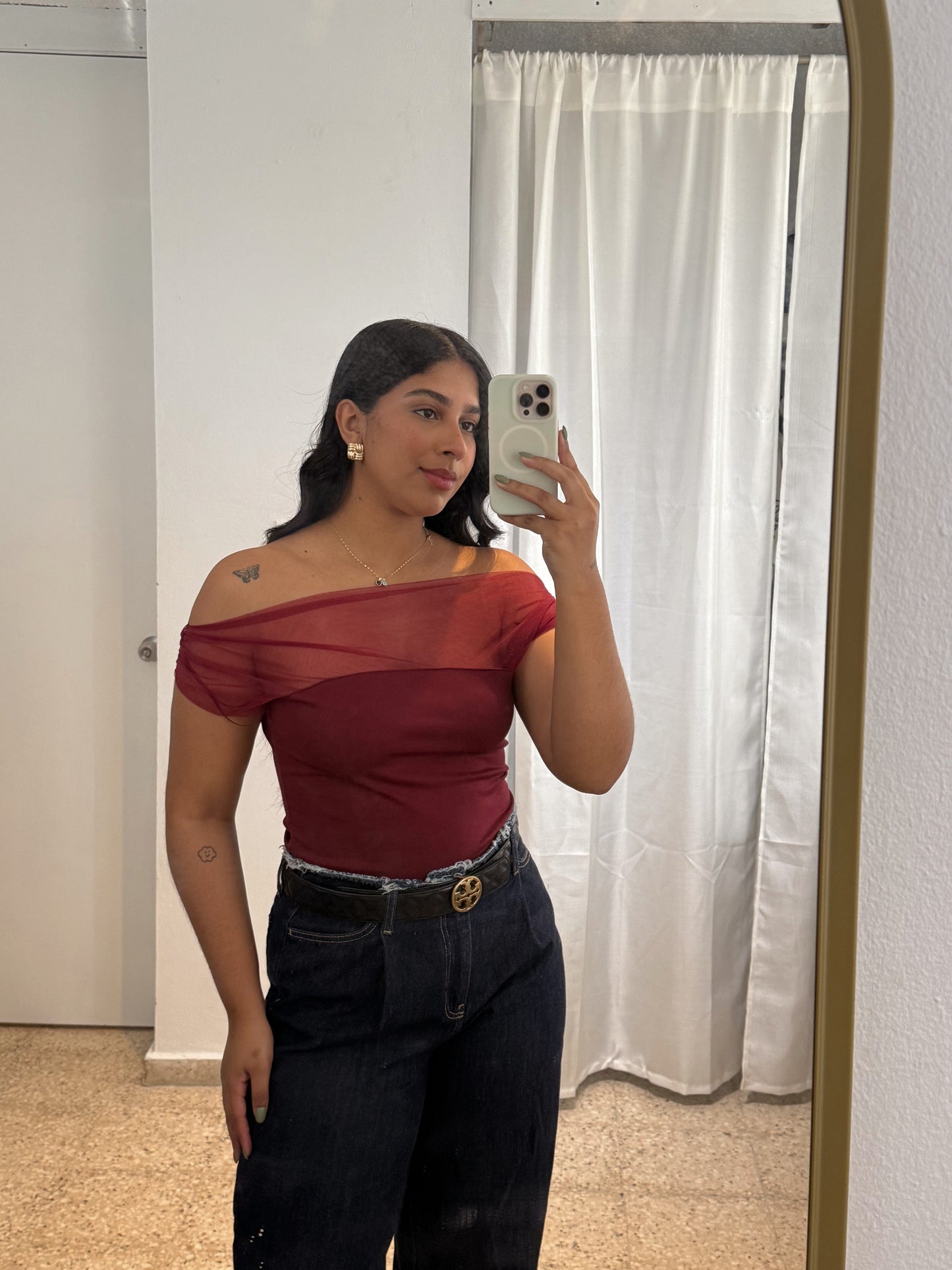 Top de malla rojo