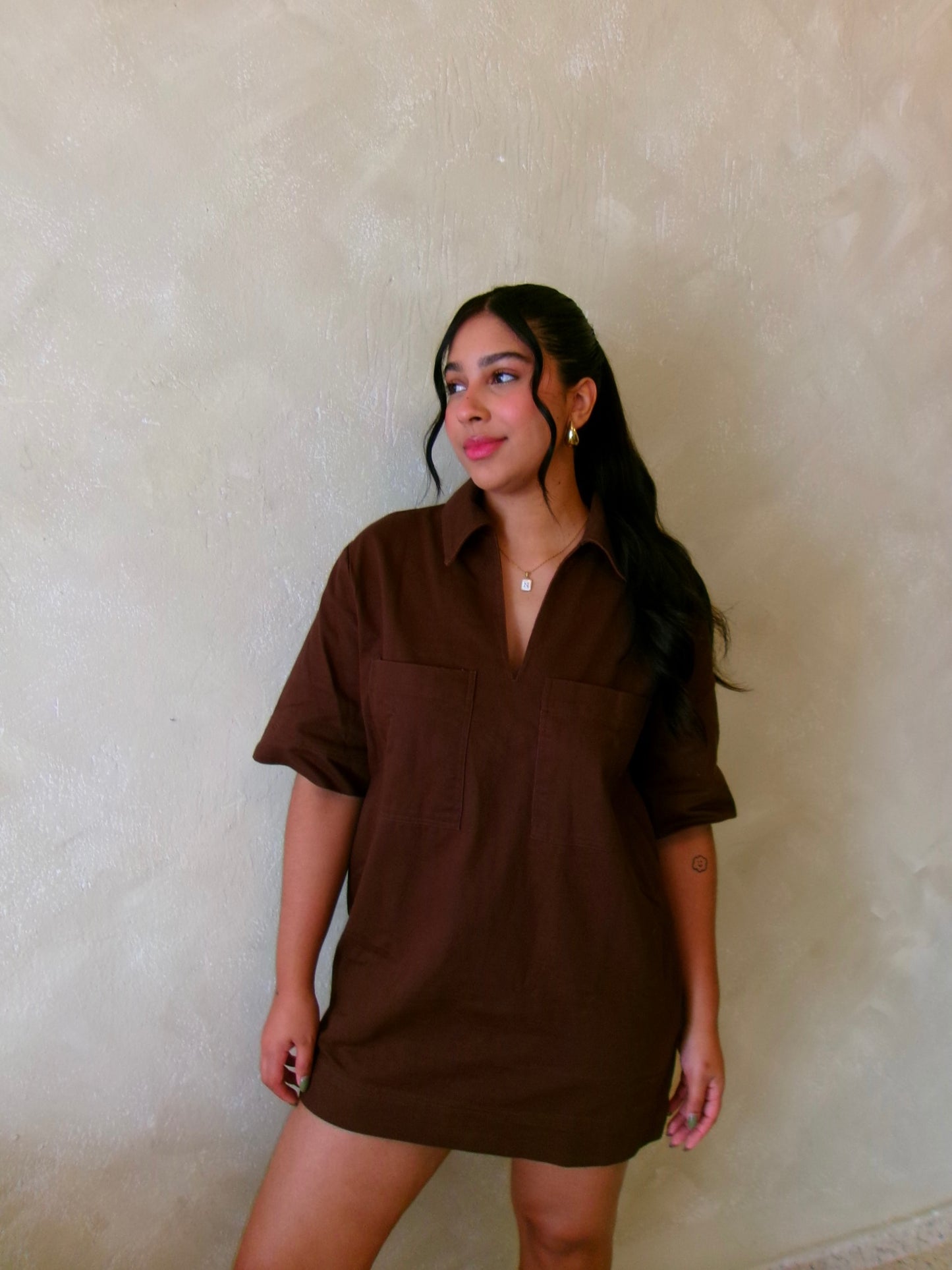 vestido vaquero color chocolate