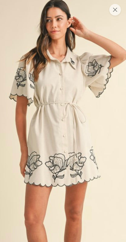 Vestido corto de lino