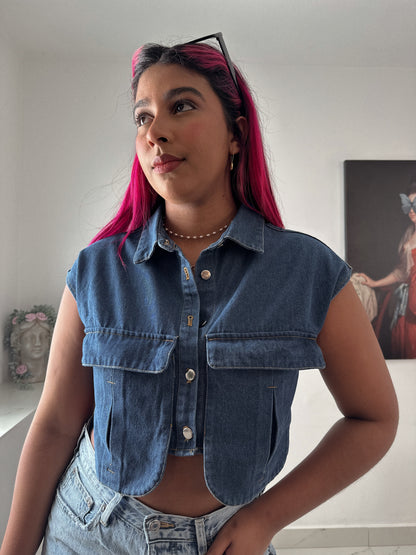 Top de mezclilla