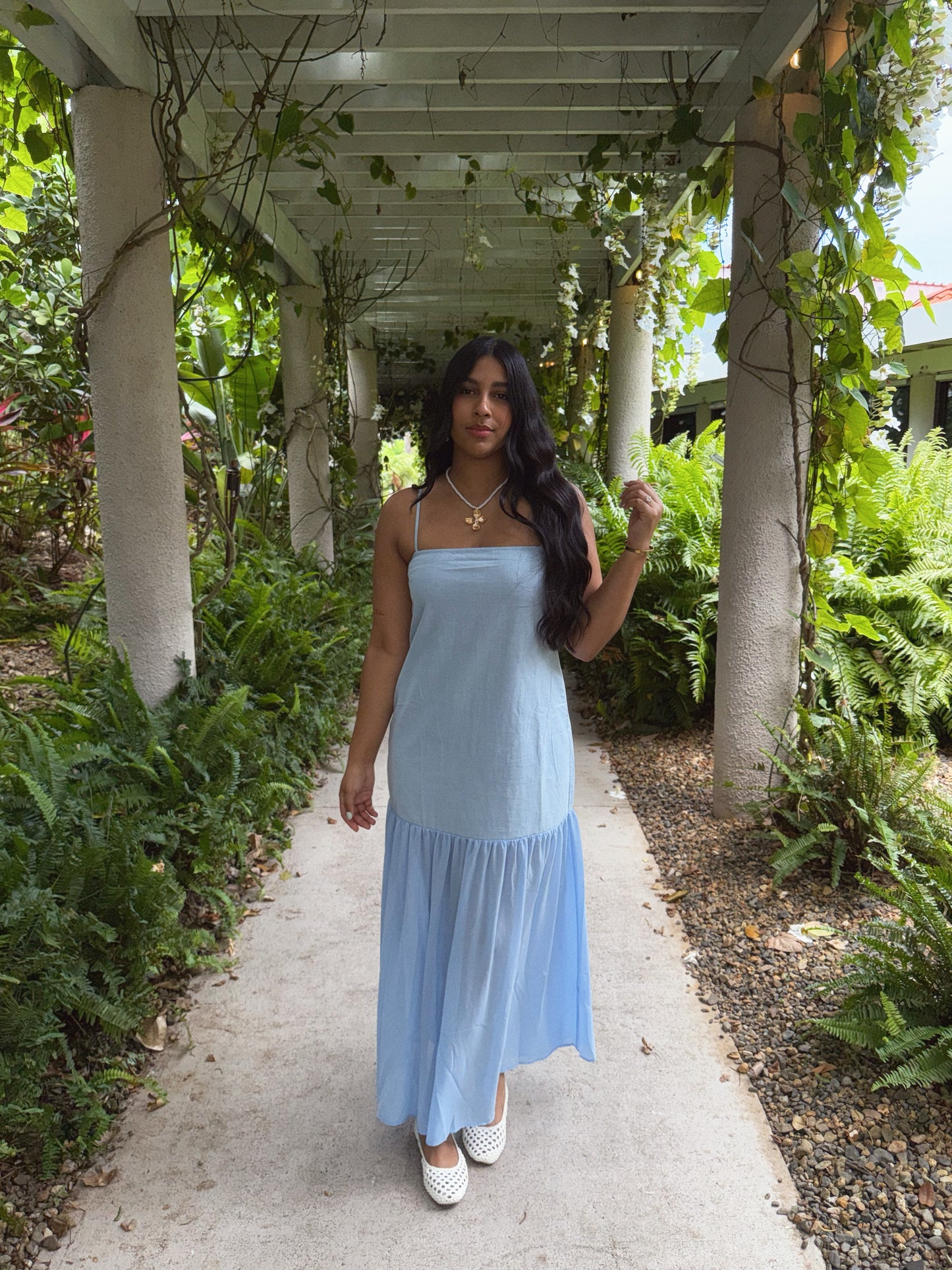 Blue linen dress