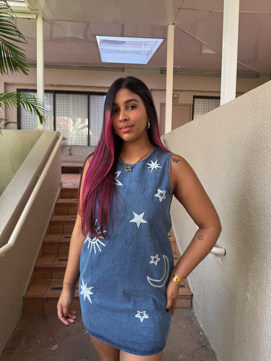 Star denim dress