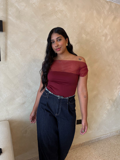 Top de malla rojo