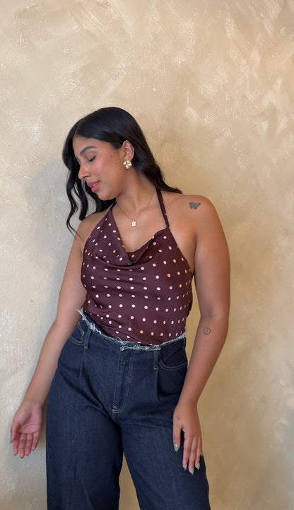 blusa de vino polka