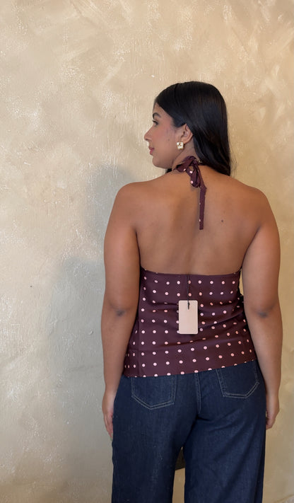 blusa de vino polka
