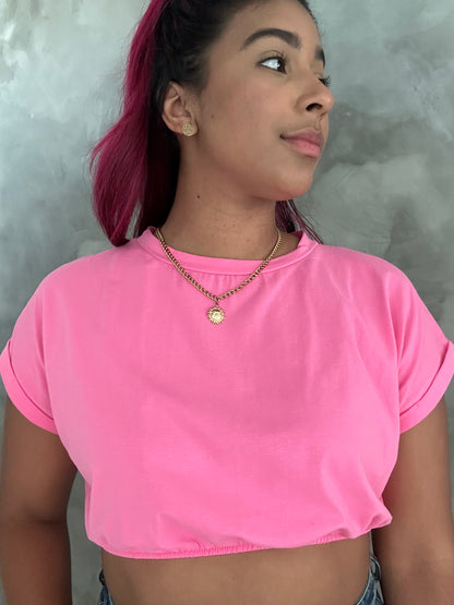 Top corto rosa