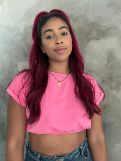 Top corto rosa